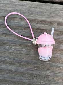 1-Piece Mini Bubble Milk Tea Keychain Cute PVC Pendant, Backpack Pendant, Car Pendant, Friend Gift, Holiday Gift, Creative Backpack Key Chain, Simulated Post-Meal Bubble Milk Tea Cup, Cat Ear Straw Cup, Self-Made Cream Glue Keychain Pendant, Accessory, Suitable For University Campus And Commuting Fun, Korean Style Personalized And Cute Style, Campus Graduation Season Gift