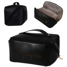 1pc Custom Leather Make Up Bag, Laser Engraving Slogan Or Name,Customize Your Exclusive Makeup Bag,Large Capacity Storage Bag For Travel, Friends Gift Customization