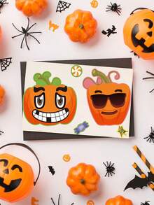1/6/12 Stück Halloween Kürbis Aufkleber, Halloween Party Zubehör, Halloween Dekor Aufkleber, Halloween Dekorationen, Adventskalender, Kürbis Dekorations Aufkleber, Halloween Party Spiele