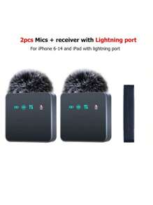 Micrófono inalámbrico Pro 2.4G: Batería de larga duración de 14 horas, Capacidad de batería de 160mAh, Cancelación de ruido DSP+ENC, Diseño de clip enchufable y listo, Adecuado para vlogs HD/transmisión en vivo - Negro - Ver 8