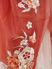 1 Bộ váy Hán phục phong cách Trung Hoa, váy Ruqun thời Đường cải tiến với họa tiết thêu tinh xảo và các yếu tố truyền thống Trung Hoa - Đỏ - Xem 12