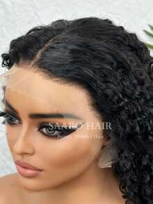 13x6 13x4 Deep Wave Lace Front Wigs Human Blended Hair 200% Density 26 Inch Curly Wig For Women Natural Black HD Transparent Lace 5x5 Glueless Frontal Wigs Hair Pre Plucked With Baby Hair - Natural & Black - View 9