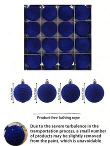 16 Stück Weihnachtskugeln, Samt Weihnachtskugeln, Blauer Weihnachtskugel-Set, Weihnachtskugel Dekorationen, Samt Weihnachtskugeln mit Geschenkbox-Set, Weihnachtsbaum Hängende Ornamente, Bruchsichere Weihnachtsbaum Kugel Ornamente Weihnachtskugeln-Set für Feiertage, Weihnachten, Hochzeit, Party, Heim-Dekoration