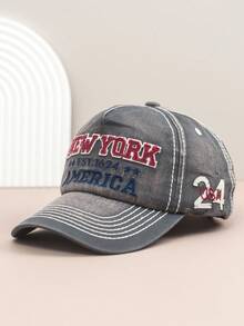 1pc Letter Embroidered Retro Polyester Fabric Snapback Cap, Street Style, Suitable For Spring/Summer