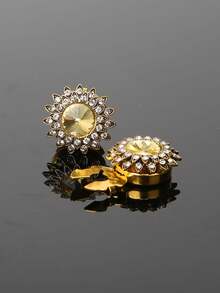 مجموعة من 2 غطاء أزرار أساور القميص، أزرار مرصعة بالراين بطراز باروك لفساتين النساء، صناديق أزرار زخرفية، أزرار أكمام فاخرة للبدلات والملابس الأنيقة بدون خياطة، هدايا للمناسبات