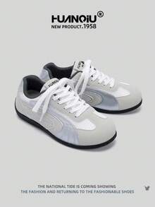 HUANQIU 2025新款女鞋女鞋滑板鞋一双时尚休闲透气办公户外运动鞋多功能轻便舒适德国鞋赛车鞋休闲鞋跑步鞋灰色四季鞋