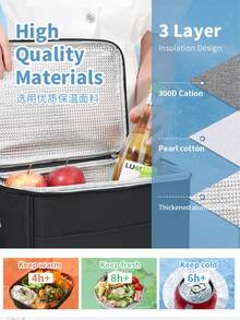 New Portable Lunch Bag Food Thermal Box Waterproof Office Cooler Lunchbox With Shoulder Strap Insulated Case,Large-Capacity Travel Hand-Held Shoulder Strap Insulated Bag, Lunch Box Bag, Student Thickened Waterproof Lunch Bag, Fresh-Keeping Aluminum Foil Picnic Bag Lunch Bag For Women Lunch Box For School For Traveling Waterproof Bag Insulated Lunch Bag - Multicolor - View 4