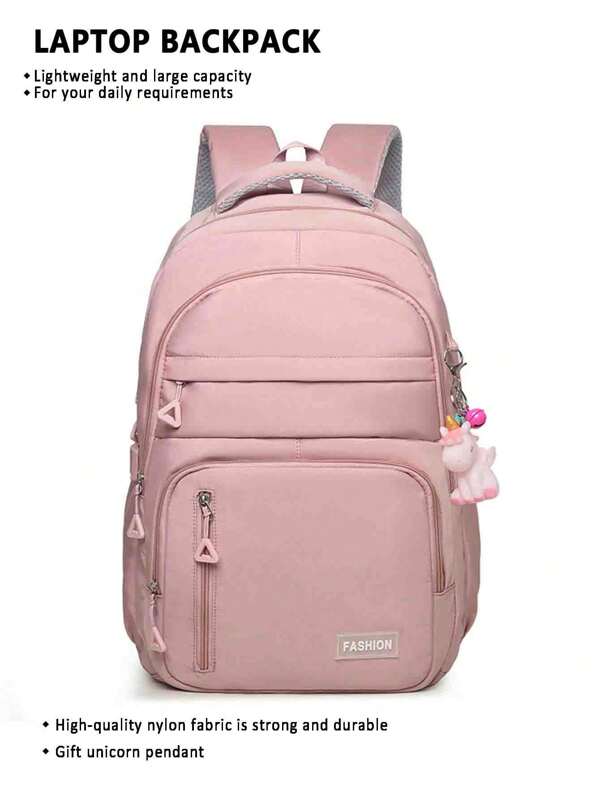 Large Capacity Lightweight Fashion Student Backpack For Middle/High School, Comes With Accessory Charm