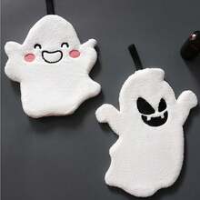 1 Stück Halloween Geist Handtuch, weiches saugfähiges geistförmiges Reinigungstuch, geeignet für Küche, Badezimmer, Halloween Dekoration