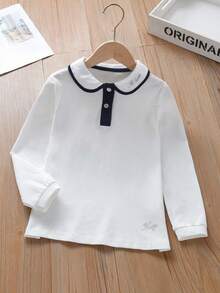 Girls' White Cotton Stretch Undershirt - White - View 1