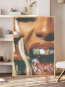 1 件 Gold Grillz 可打印墙面艺术 - Baddie 时尚海报 - 华丽梳妆台或沙龙装饰、复古奢华 Grillz 唇部海报、选择我、大胆美学墙面艺术、引言墙面艺术、嘻哈街头风格时尚、卧室装饰 - 彩色 - 查看 6