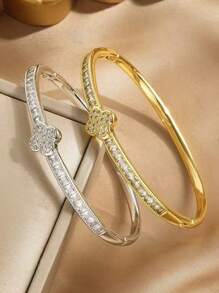 闪亮优雅时尚女士不锈钢方晶锆石手链套装，适合庆典、派对、日常佩戴以及作为礼物赠送朋友 - 彩色 - 查看 10