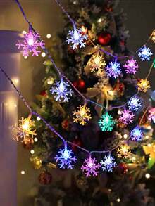 1pc Enchanting Christmas Snowflake String Lights, LED Snowflake Decorative String Lights, Battery Powered, Fairytale Lighting, Plastic Art Decor Indoor Lighting, Battery Powered With Switch Control, Non-Wireless, Suitable For Christmas Decoration In Living Room, Bedroom, Staircase, Handrail, Christmas Tree, Bedroom, Party, Wedding, Christmas Party Romantic Atmosphere Decorative Lights [Batteries Not Included]Christmas Decoration XMAS Decor Christmas Tree Gift Decor Thanksgiving Wedding Home Decor Home Decor Fall Decor Autumn Decor Birthday Decorations For Gifts Party Supplies Indoor Outdoor Garden Holiday Festival Decor Halloween Decor Wall Decor Halloween Ornaments
