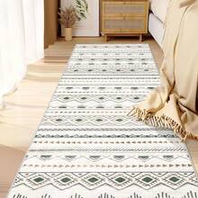 Large Washable 6x9 Area Rug: Boho Moroccan Geometric Neutral, Non-Slip Foldable Indoor Floor Carpet For Living Room, Bedroom, Dining Table - Beige, 6X9 - Brown/Green - View 6