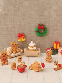 5/10pcs Christmas Decoration Cute Gingerbread Man Christmas Ornaments DIY Decorations Car Accessories Miniature Decorations Christmas Gifts Home Decor Small Ornaments (Random Style)
