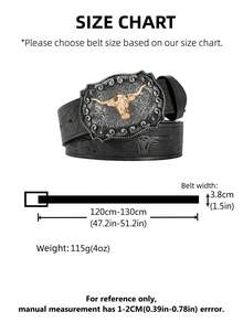 CKiruv 男士西部牛仔腰带 - 酷炫帅气的黑色仿皮，带有浮雕设计和时尚合金扣 - 彩色 - 查看 2