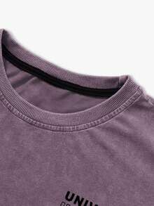 YUNCHIC - Men's Washed Short Sleeve Shirt & Casual Pants, Suitable For Workplace, Commute, Daily Wear, Workout, Easy Care, Durable, Multi-Size, Essential Summer Staple - Purple - View 3