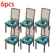1/2/4/6pcs Printed Stretch Removable & Washable Dining Chair Seat Covers Room Decor Home Decor