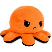 Original Reversible Octopus Pillow - Black + Orange - Adorable Sensory Fidget Animal To Show Your Mood - Perfect For Halloween! - Black + Orange - 查看 1