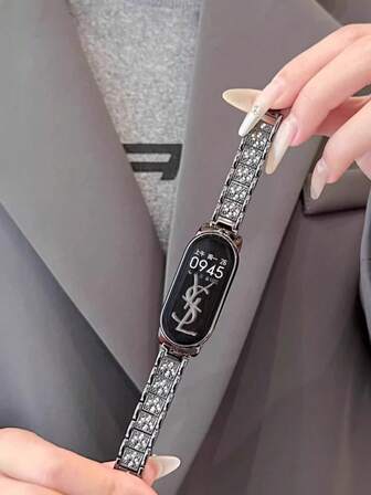 兼容小米手环9智能手环 - 不锈钢金属替换表带，兼容小米手环9/8智能手表