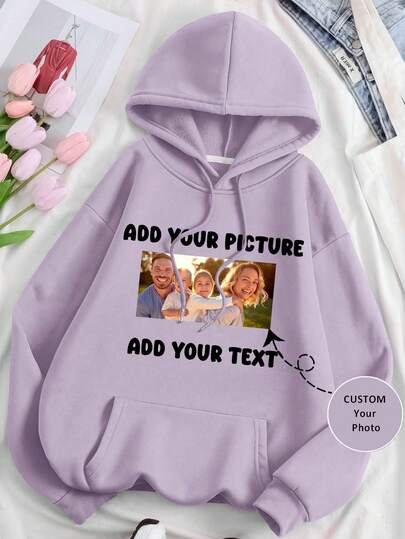 Erstellen Sie Ihr eigenes Design, um Ihre personalisierte Hoodie zu gestalten, fügen Sie Ihre eigenen Bilder (Familienfoto/Selfie/Haustier-Foto/Freundfoto) hinzu, um Ihr personalisiertes bedrucktes Kapuzensweatshirt, Langarm-Kapuzensweatshirt, Damen-Hoodie zu entwerfen, geeignet für den täglichen Gebrauch, als Geschenk für sie
