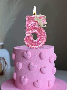 Pale Pink Crystal Crown Numbered 0-9 Birthday Princess Theme Party Cake Decorative Candles