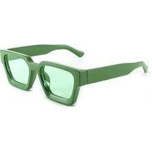 FEISEDY Retro 90s Square  For Women Men Fashion Rectangular  With  Protection B2385 - 011 Green | Green Lens - View 12