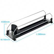 Empujador de bebidas de 1 pieza, dispensador de latas y botellas para refrigerador, dispensador autopropulsado de latas de bebidas con divisores de doble capa mejorados y hebillas de posicionamiento, suministros de cocina, organizador y almacenamiento de gabinetes, organizador de escritorio