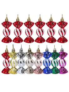 6pcs Christmas Candy Decorations, Hanging Flash Candy Decorations, Christmas Tree Mint Decorations, Christmas Candy Decoration Set, Christmas And Halloween Decorations With Gold Rope, Christmas Tree Decorations, Christmas Party Gifts, Festival Decorations, Candy Decorations (Mixed Colors, Red, Gold, Champagne, Rose Gold, Silver)
