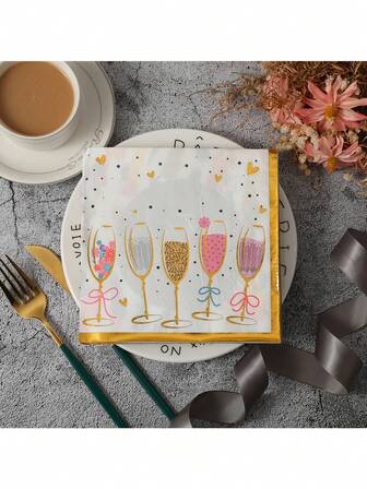 20pcs Elegant Champagne Color Napkins With Gold Trim, 13x13 Inches - Suitable For Wedding, Birthday And Special Occasion Celebration Parties, Great For Restaurants, Kitchens And Cafes, Soft Party Decor Christmas Decorations Home Christmas Gifts Christmas Decor