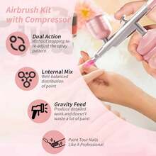 1pc Airbrush Kit With Compressor - Digital Display, 3-Speed Adjustment, Rechargeable 900mAh Lithium Battery, USB Charging , Cordless Airbrush Machine For Manicure, Make-Up, Painting, Cake Decoration - Nhiều màu - Xem 4
