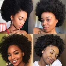 Afro Kinky Curly Wigs 13x4 HD Invisible Lace Front Human Hair Wigs Brazilian Human Hair Wigs For Woman Soft & Fluffy Short Afro Wigs With 180 Density For Everyone & Music Festival Mother's Day Carnival Valentine's Day Halloween All Saints' Day Christmas Day - Natural Black - Xem 7
