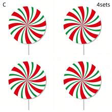 4/8 piezas Decoraciones de árbol de Navidad con piruletas rojas y verdes, decoraciones lindas de caramelos para la parte superior del árbol de Navidad, decoraciones navideñas para el hogar, fiesta y uso en interiores y exteriores