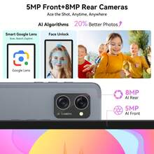 TABWEE 2025 最新款 Android 15 平板电脑,10.1 英寸 Incell 显示屏,(8GB+16GB 可扩展)GB 内存,256GB ROM / 2TB TF 卡,Gemini AI,T606 八核处理器 + 8MP 摄像头,5000mAh 电池,支持 Widevine L1,二合一平板电脑,配备键盘、鼠标和手写笔(不含适配器) - 灰色 - 查看 4