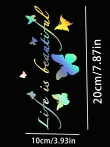 1pc Fashionable Butterfly Car Sticker, Reflective Butterfly Floral Engine Hood Car Decal