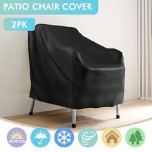Outdoor Furniture Covers Waterproof Chair Covers,Patio Furniture Covers Waterproof, Basics Outdoor Patio Chair Cover Waterproof, Anti-UV Outdoor Chair Covers, Durable Outdoor Furniture Cover, Set Of 2, Black