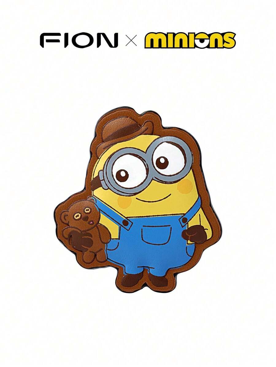 Minions 可爱皮革小黄人包包挂饰适用于手提包钱包卡通鲍勃和蒂姆人物钱包挂饰配水果香蕉 3D 包包挂饰配饰 - 黃棕1 - 查看 1