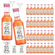 3.5oz 25ml-50ml Mini Wedding Liquor Bottles, Beverage Dispensing Bottles, Plastic Reusable Empty Bottles With Gold, Black, Silver Screw Caps, Labeled "Take A Shot We Tied The Knot", Suitable For Wedding Receptions, Restaurants, Parties, Graduation Ceremonies And Other Occasions - Transparent a - View 2