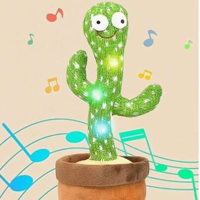 POKOJA LAND 圣诞装饰 1 件跳舞仙人掌毛绒玩偶，带灯光和声音，重复你所说的话，玩偶，圣诞节，玩偶，玩具，圣诞节，玩具