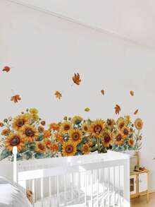 1PC Removable PVC Wall Decals – [Butterfly Pink Vine, Sunflower]Self-Adhesive Waterproof Wall Stickers For Home Decor, Room Decor, Wall Decor, And Kitchen – Easy To Apply, Ideal For Living Room, Bedroom, Or Office