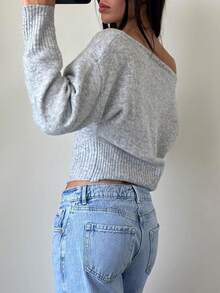 Pull tricoté à col asymétrique oblique, confortable et élégant, convient pour les sorties, les tenues décontractées et les voyages en automne/hiver