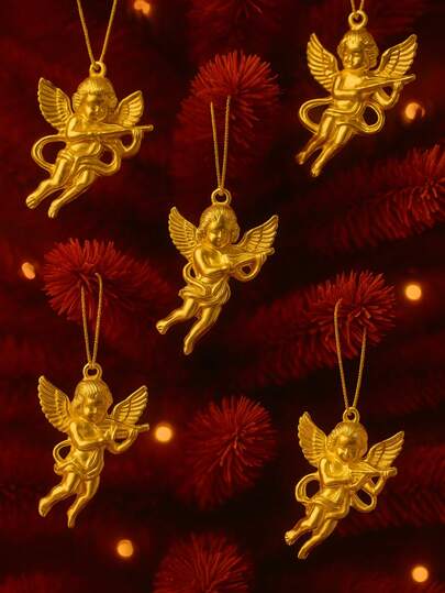 Decoração Natalina Pingentes Decorativos Presente Anjos Pinha com Glitter Natural Papai Noel Decoração Arvore Natal festa Ano novo Presentinho