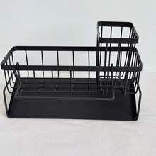 Kitchen Sink Sponge Draining Rack, Self-Draining Kitchen Sink Organizer, Sink Rack, Can Hold Dish Brushes, Rags, Soap, Scrubbing Accessories, Baskets And Containers For Kitchen Storage - E - Xem 3