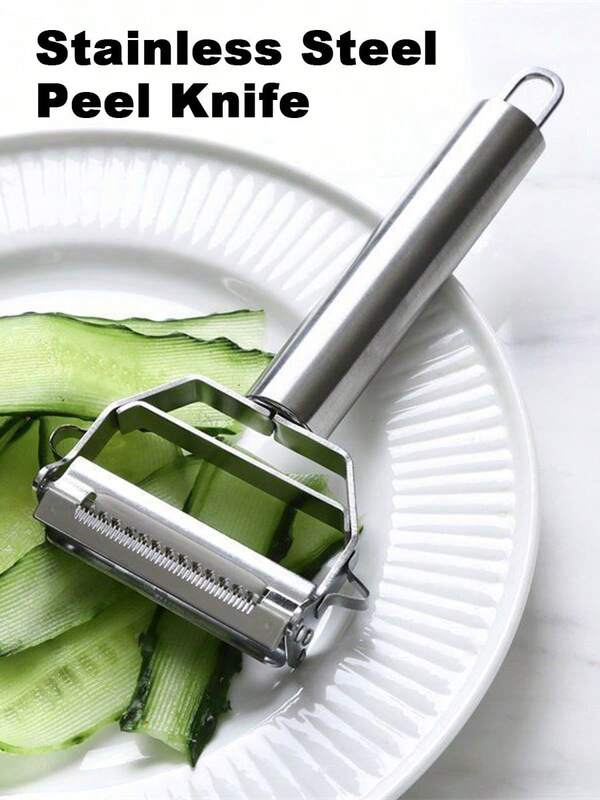 Pelador de frutas y verduras multifuncional de acero inoxidable de 1 pieza, rallador de frutas y verduras, pelador de patatas, cuchillo para rebanar, trituradora, rebanador, pelador, herramientas de cocina para el hogar, adecuado para cocina, restaurante, escuela, fiesta, esencial para el hogar