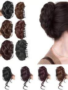 1 szt. damska spinka do włosów z warkoczy z syntetycznych włókien, wysoka spinka do warkoczy z koroną, spinka do baków, puszysty upięty kok, swobodna spinka do włosów z syntetycznych włókien, odpowiednia na każdą porę roku, jesień i zimę, akcesoria do włosów dla kobiet, stroje wakacyjne