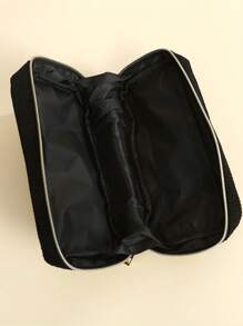 1 pieza El estuche de lápices de pana simple es fácil de llevar con gran capacidad, estuche de lápices para estudiantes/portátil de viaje/bolsa de almacenamiento de cosméticos para damas, de vuelta a la escuela