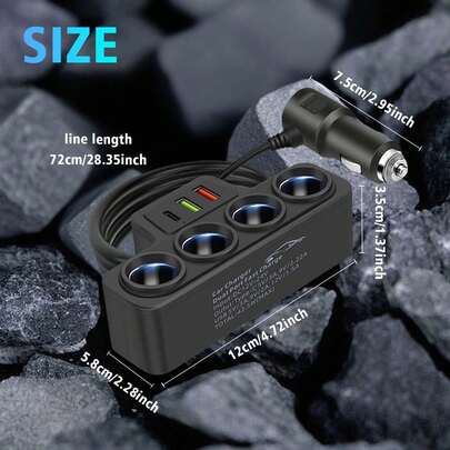 7-In-1 120W Super Fast Car Charger, Car Plug Adapter, Car Atmosphere Light, Car Accessories For Men, Fast Car Charger For IPhone 16/15/14/13/12/11 And For Android Suitable For Daily Commute, Long Drive, Charging While Driving Car Charger Adapter