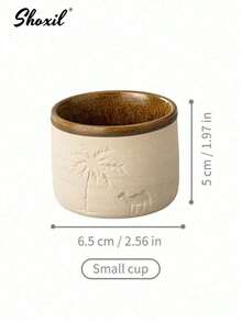 shoxil 1 pieza Taza de café del Día Nacional de Arabia Saudita, taza de espresso de cerámica rústica, recuerdo creativo de cerámica, taza de agua con camello del desierto