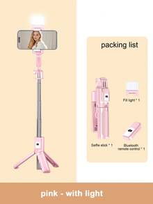 Palo de selfie inalámbrico Bluetooth STICKMAG de 74CM/29.1in, equipado con luz de belleza LED de tres velocidades ajustables, trípode giratorio de 360° de acero inoxidable antivibración, para sujetar en mano o de pie, compatible con iPhone 16 15 14 13 12 11e/Max/Pro/Xs/Xr/X/Plus y Galaxy S25/S24/S23/S22Ultra