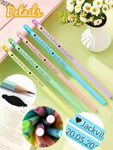 10 支定制雕刻文字铅笔、返校用品、个性化铅笔、定制铅笔个性化批量、可定制雕刻铅笔、19 厘米/7.5 英寸、5 种颜色：绿色/蓝色/黄色/紫色/白色、可擦除铅笔、带橡皮擦的素描铅笔、5 美元以下的便宜货、有趣的笔 - 彩色 - 查看 2
